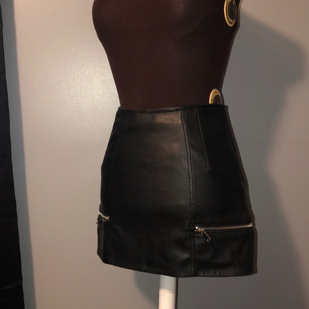 Faux Leather Zipper Skirt